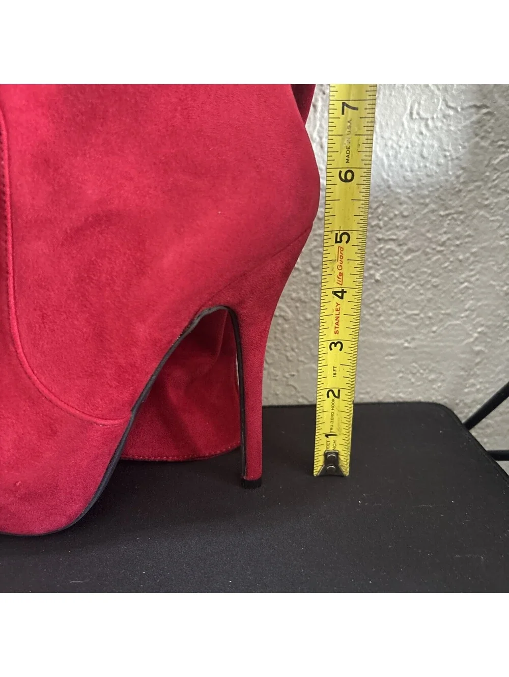 Wild Diva Lounge Red Faux Suede Thigh High Boots High Heels Stiletto Size 6.5